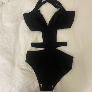 Boohoo Black Strappy Bandage Monokini